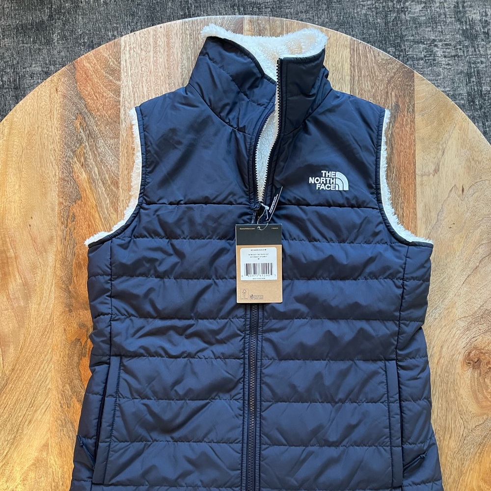 North Face Mossbud Reversible Vest, Navy/White, Medium